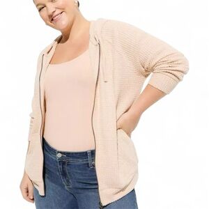 Torrid Brushed Waffle Raglan Zip Up Hoodie